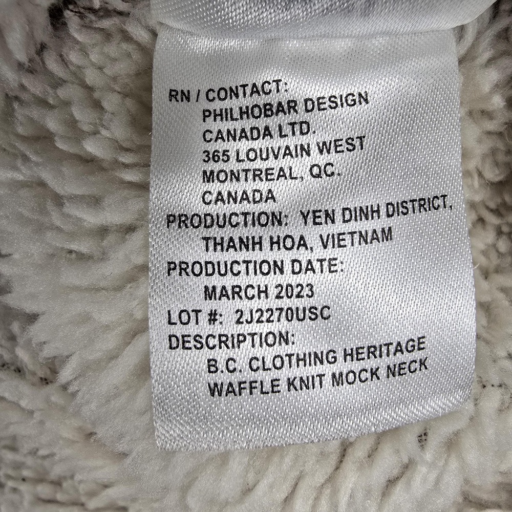BC Clothing Heritage Sweater Mens 2XL Brown Waffle Knit Sherpa Lined Quarter Zip - Picture 7 of 14